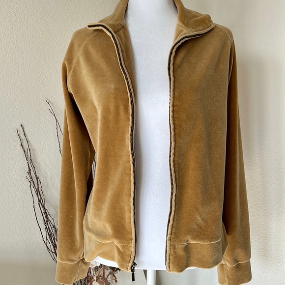 GAP Stretch Velour Tan Track Jacket M - Picture 4 of 9